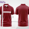 Mẫu áo polo đồng phục văn phòng màu đỏ đô phối nâu họa tiết mảng màu thể thao ctpb7996
