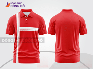 Mẫu đồng phục áo polo công sở màu đỏ phối cam mảng màu cách điệu hiện đại ctpb7997