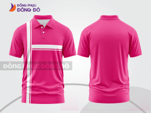 Mẫu áo polo đồng phục đội ngũ màu đỏ phối hồng điểm nhấn hình học trẻ trung ctpb7999