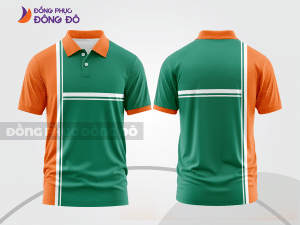 Mẫu áo polo đồng phục nhân viên màu xanh rêu phối xanh lá họa tiết mảng màu thể thao ctpb8003