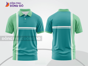 Mẫu áo polo công sở màu xanh lá phối xanh ngọc phối mảng tương phản ctpb8020