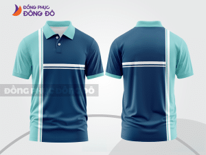Mẫu áo polo đồng phục đội ngũ màu xanh navy phối xanh rêu họa tiết mảng chéo ctpb8021