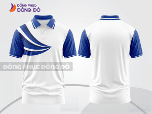 Mẫu áo polo đồng phục nhân viên màu xanh navy phối xanh dương thiết kế phối màu sáng tạo ctpb8025