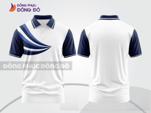 Mẫu áo polo đồng phục văn phòng màu xanh navy phối đen phối màu tương phản thanh lịch ctpb8035