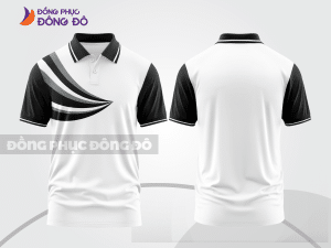 Mẫu áo polo đồng phục đội ngũ màu đen phối xanh navy điểm nhấn đường nét năng động ctpb8038