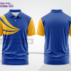 Mẫu áo polo đồng phục thương hiệu màu xanh navy phối xanh dương điểm nhấn hình học trẻ trung ctpb8046