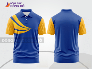 Mẫu áo polo đồng phục thương hiệu màu xanh navy phối xanh dương điểm nhấn hình học trẻ trung ctpb8046