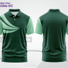 Mẫu đồng phục polo doanh nghiệp màu xanh navy phối xanh rêu đường nét chuyển động khỏe khoắn ctpb8049