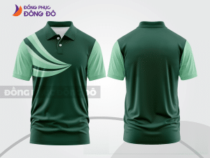 Mẫu đồng phục polo doanh nghiệp màu xanh navy phối xanh rêu đường nét chuyển động khỏe khoắn ctpb8049