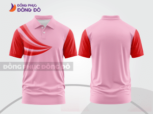 Mẫu áo polo nhóm công ty màu be phối đỏ mảng màu cách điệu hiện đại ctpb8051