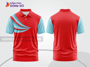 Mẫu áo polo đồng phục văn phòng màu đỏ phối cam điểm nhấn đường nét năng động ctpb8052