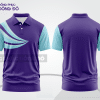 Mẫu đồng phục polo doanh nghiệp màu tím phối đen họa tiết mảng chéo ctpb8054