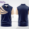 Mẫu áo polo đồng phục công ty màu đen phối xanh navy sọc cách điệu nổi bật ctpb8055