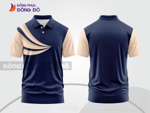 Mẫu áo polo đồng phục công ty màu đen phối xanh navy sọc cách điệu nổi bật ctpb8055