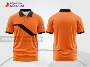 Mẫu áo polo đồng phục thương hiệu màu cam phối đỏ đường nét chuyển động khỏe khoắn ctpb8063