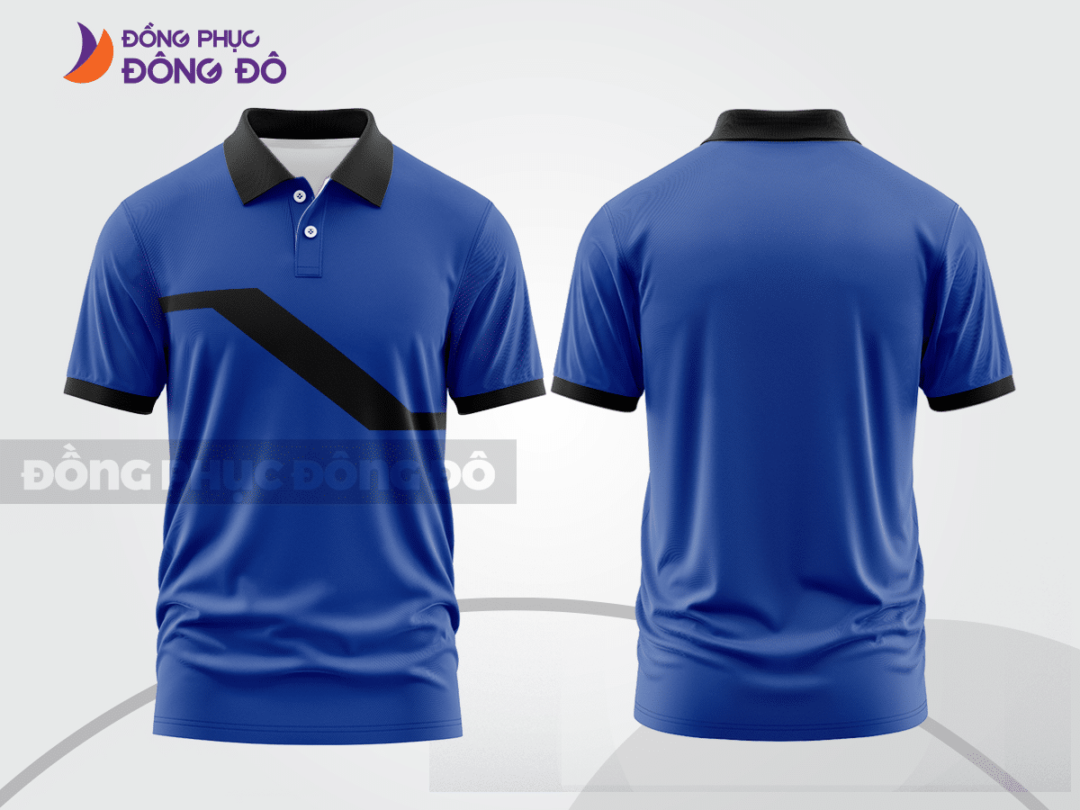 Mẫu áo polo đồng phục đội ngũ màu xanh navy phối xanh dương thiết kế phối màu sáng tạo ctpb8065