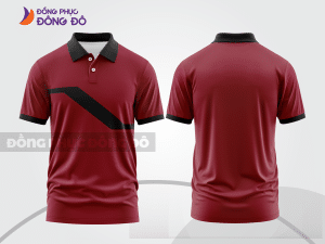 Mẫu áo polo nhóm công ty màu đỏ đô phối đen phối mảng hình học ctpb8073