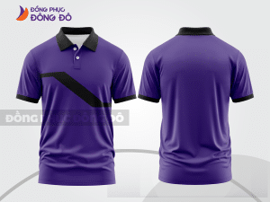 Mẫu áo polo đồng phục văn phòng màu xanh navy phối tím phối mảng tương phản ctpb8074