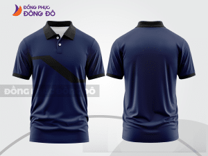 Mẫu đồng phục áo polo công sở màu đen phối xanh navy phối màu tương phản thanh lịch ctpb8075