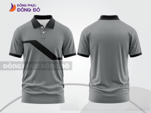 Mẫu áo polo đồng phục công ty màu xám phối xanh rêu mảng màu cách điệu hiện đại ctpb8077