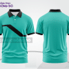 Mẫu áo polo đồng phục nhân viên màu xanh cyan phối xanh ngọc điểm nhấn hình học trẻ trung ctpb8086