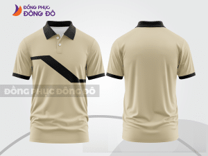 Mẫu đồng phục polo doanh nghiệp màu be phối vàng kem sọc cách điệu nổi bật ctpb8088