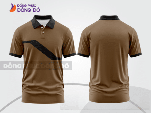 Mẫu áo polo đồng phục doanh nghiệp màu nâu phối đỏ đô đường nét chuyển động khỏe khoắn ctpb8089