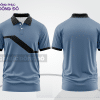 Mẫu áo polo đồng phục nhân viên màu xanh dương phối xám mảng màu cách điệu hiện đại ctpb8091