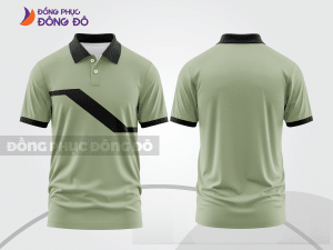 Mẫu đồng phục polo doanh nghiệp màu xám phối be điểm nhấn hình học trẻ trung ctpb8093