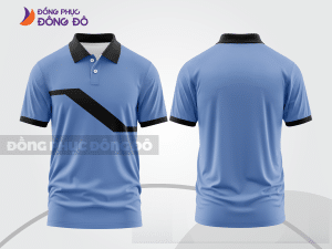 Mẫu áo polo đồng phục văn phòng màu xám phối xanh dương đường nét chuyển động khỏe khoắn ctpb8096