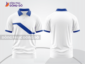 Mẫu đồng phục áo polo công sở màu xanh navy phối xanh dương sọc cách điệu nổi bật ctpb8102