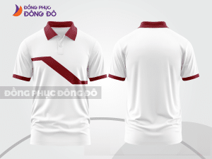 Mẫu đồng phục polo doanh nghiệp màu đỏ đô phối nâu mảng màu cách điệu hiện đại ctpb8110