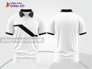Mẫu áo polo nhân viên văn phòng màu đen phối xanh navy phối mảng tương phản ctpb8114