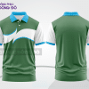 Mẫu áo polo nhóm công ty màu xanh rêu phối xanh lá mảng màu cách điệu hiện đại ctpb8117