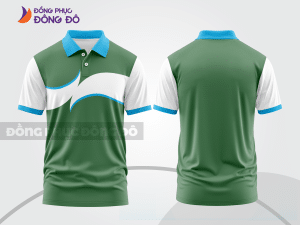 Mẫu áo polo nhóm công ty màu xanh rêu phối xanh lá mảng màu cách điệu hiện đại ctpb8117