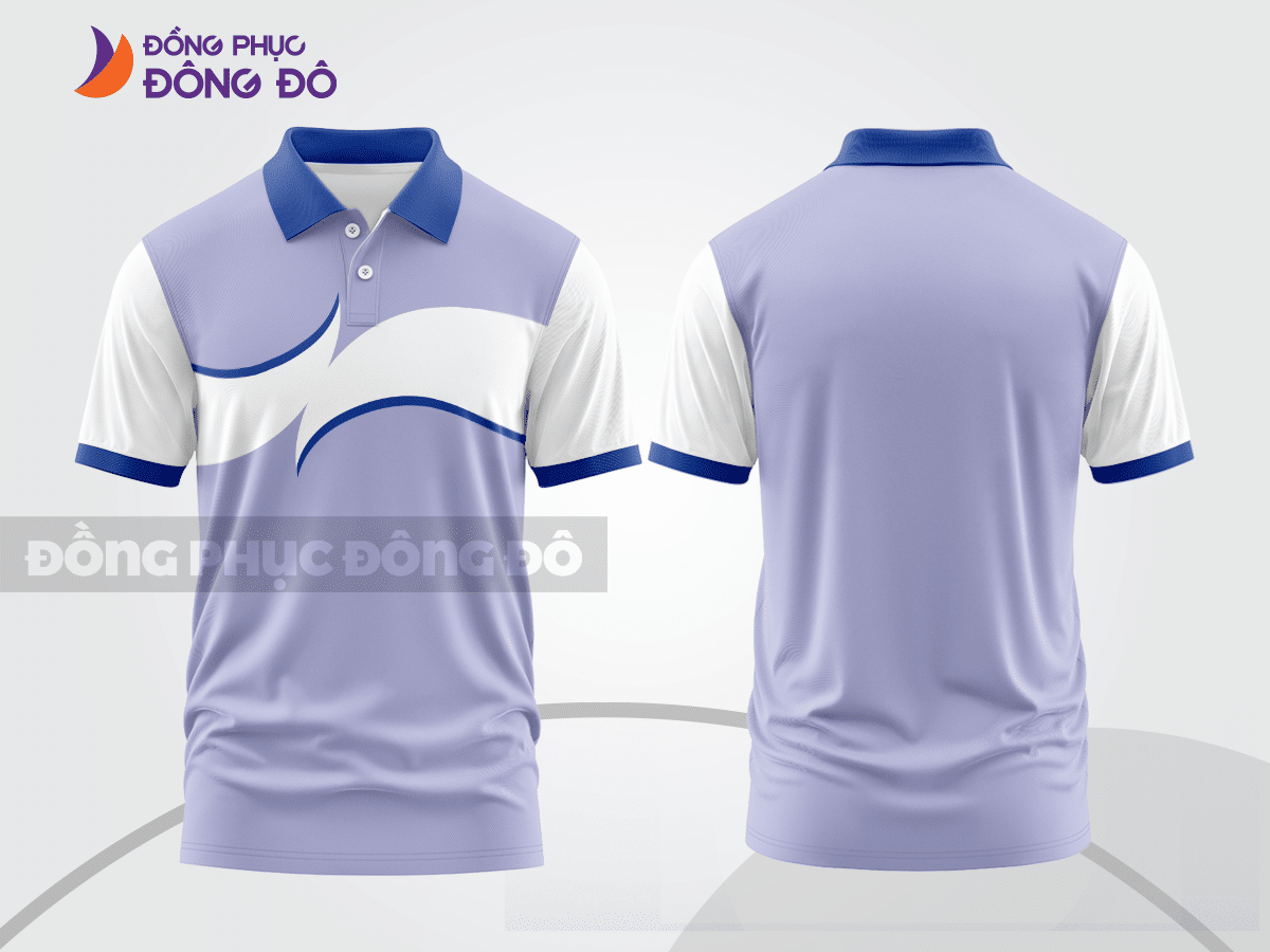 Mẫu áo polo đồng phục văn phòng màu xám phối be điểm nhấn đường nét năng động ctpb8118