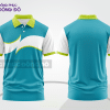 Mẫu đồng phục áo polo công sở màu xanh dương phối xanh ngọc điểm nhấn hình học trẻ trung ctpb8119