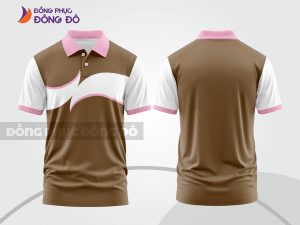 Mẫu áo polo đồng phục thương hiệu màu nâu phối đỏ đô mảng màu cách điệu hiện đại ctpb8124