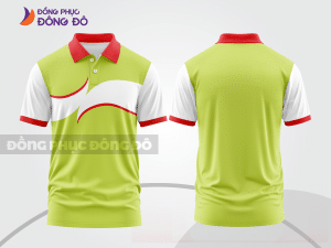 Mẫu áo polo công sở màu be phối vàng kem điểm nhấn đường nét năng động ctpb8125
