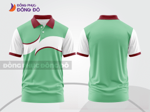 Mẫu áo polo đồng phục đội ngũ màu xanh ngọc phối xanh lá điểm nhấn hình học trẻ trung ctpb8126