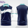 Mẫu áo polo nhóm công ty màu đen phối xanh navy họa tiết mảng chéo ctpb8134