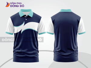 Mẫu áo polo nhóm công ty màu đen phối xanh navy họa tiết mảng chéo ctpb8134