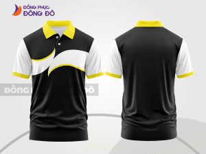 Mẫu áo polo đồng phục văn phòng màu đen phối xanh rêu sọc cách điệu nổi bật ctpb8135
