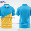 Mẫu áo polo đồng phục đội ngũ màu vàng kem phối xanh cyan đường nét chuyển động khỏe khoắn ctpb8143