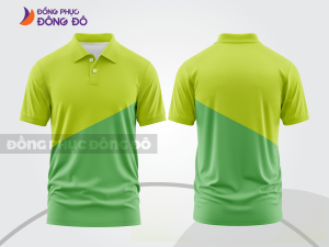 Mẫu áo polo đồng phục doanh nghiệp màu xanh lá phối vàng kem thiết kế phối màu sáng tạo ctpb8145