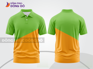 Mẫu áo polo đồng phục thương hiệu màu xám phối cam phối mảng hình học ctpb8146