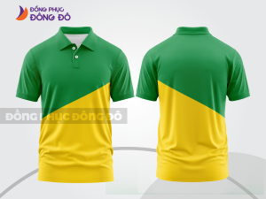 Mẫu áo polo đồng phục nhân viên màu vàng phối xanh lá phối mảng tương phản ctpb8147