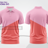 Mẫu áo polo đồng phục doanh nghiệp màu hồng phối vàng kem mảng màu cách điệu hiện đại ctpb8150