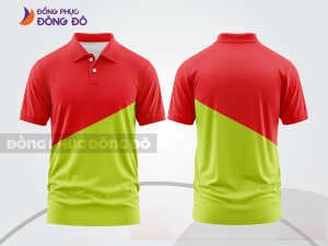 Mẫu áo polo đồng phục thương hiệu màu be phối đỏ thiết kế bất đối xứng ctpb8151