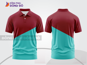Mẫu áo polo đồng phục nhân viên màu xanh ngọc phối nâu thiết kế phối màu sáng tạo ctpb8152